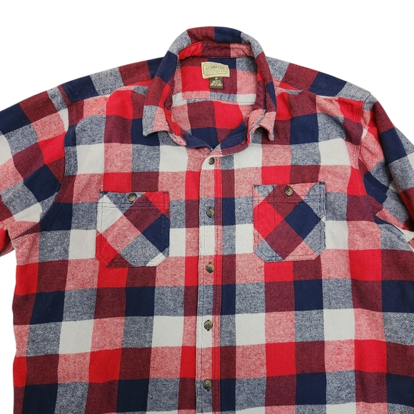 CE Schmidt Workwear Flannel Shirt Mens 2X Blue Red Gray Plaid Thick 100% Cotton - Picture 8 of 9